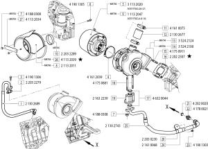 VM Motori MR700 Turbocharger and Air Filter Assembly