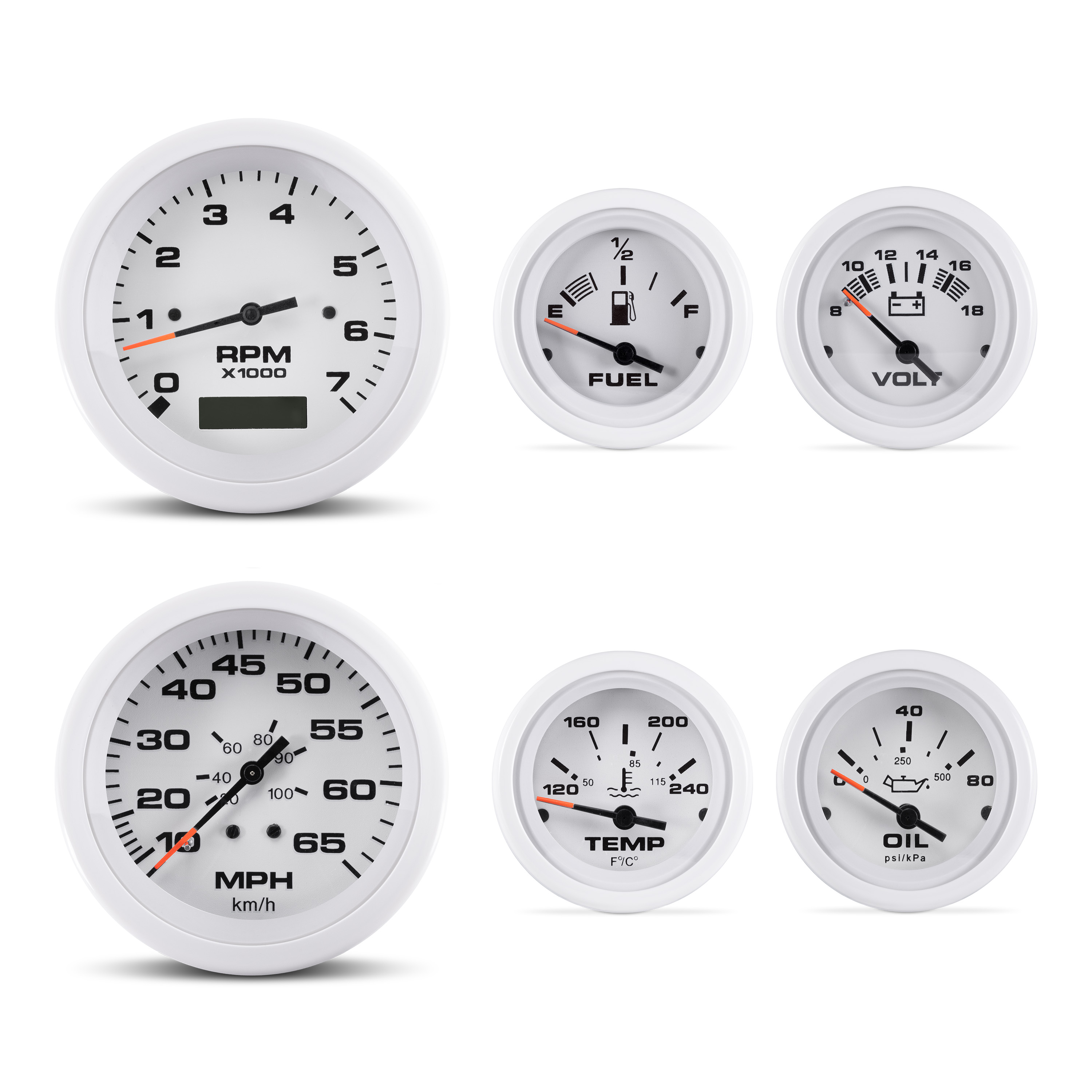 69711P | 6 Gauge Set, Arctic (IB/IO) W/Tach/Hr | Sierra | Promt Parts ...